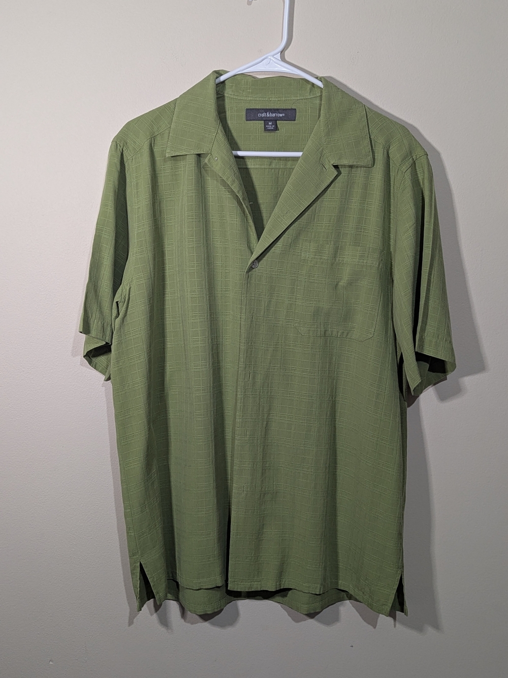 croft & barrow Men's Olive Green Short-Sleeve Camp Shirt